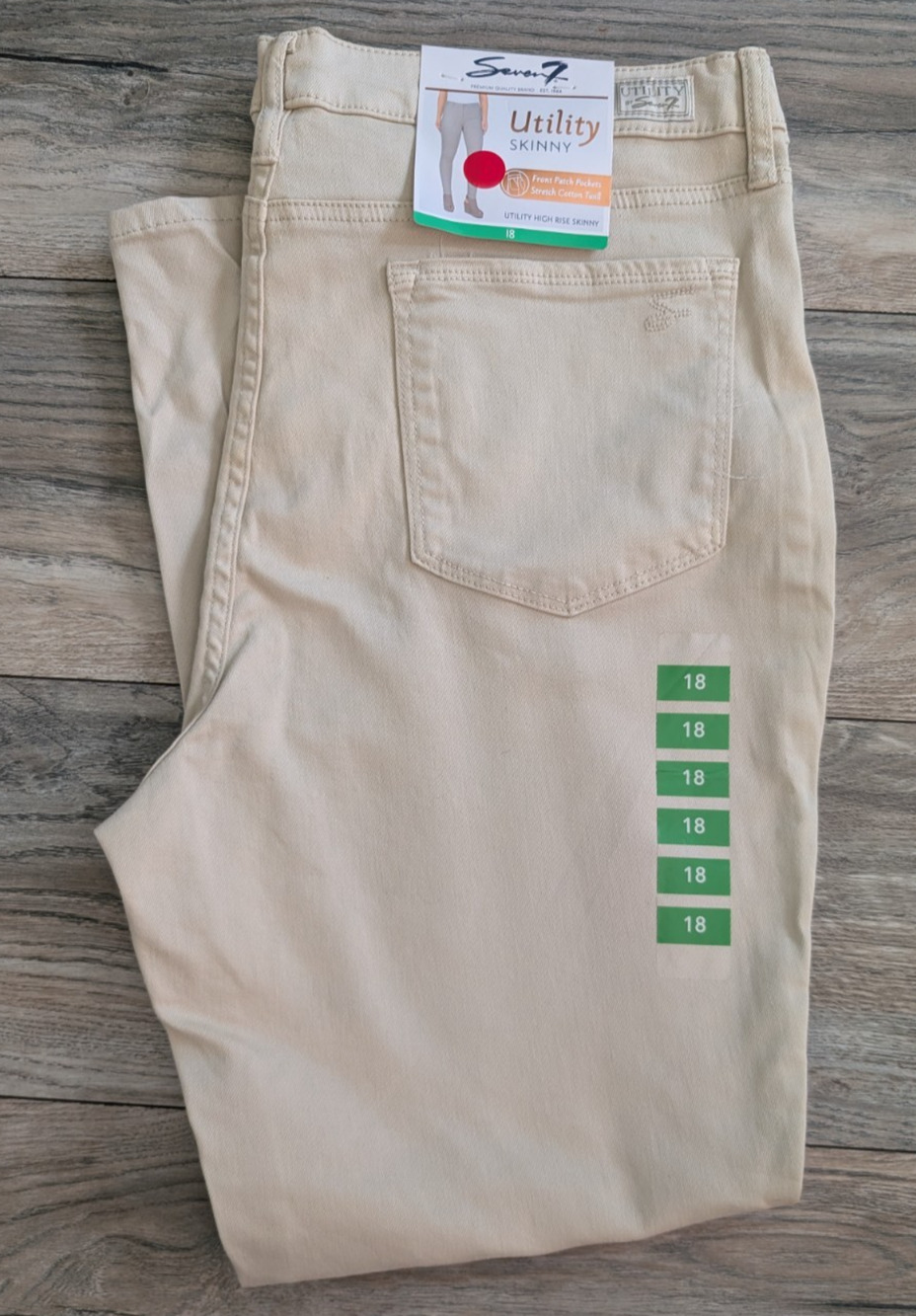 Seven 7 Pants Womens 18 Beige Utility High Rise Ankle Skinny Stretch Casual NWT